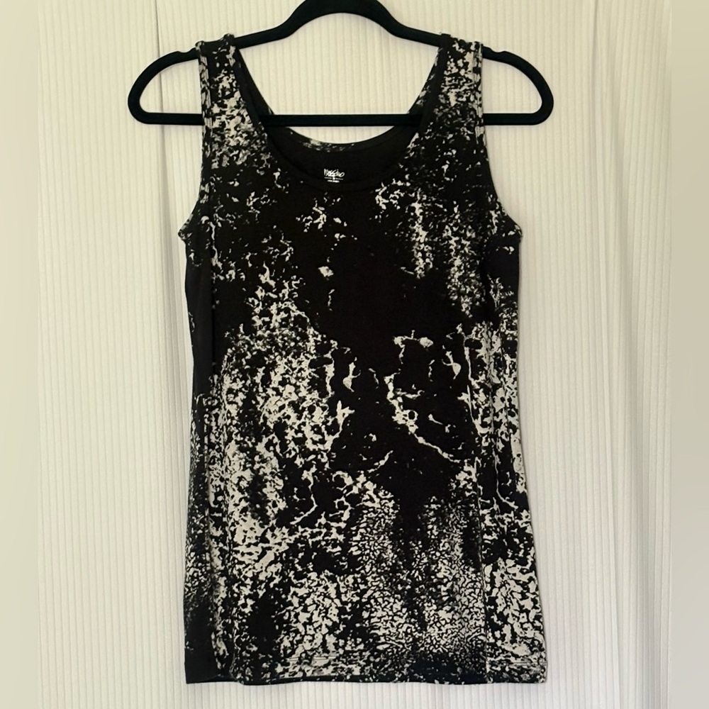Massimo - Black With White Splatter Pattern Tank Top - XXL